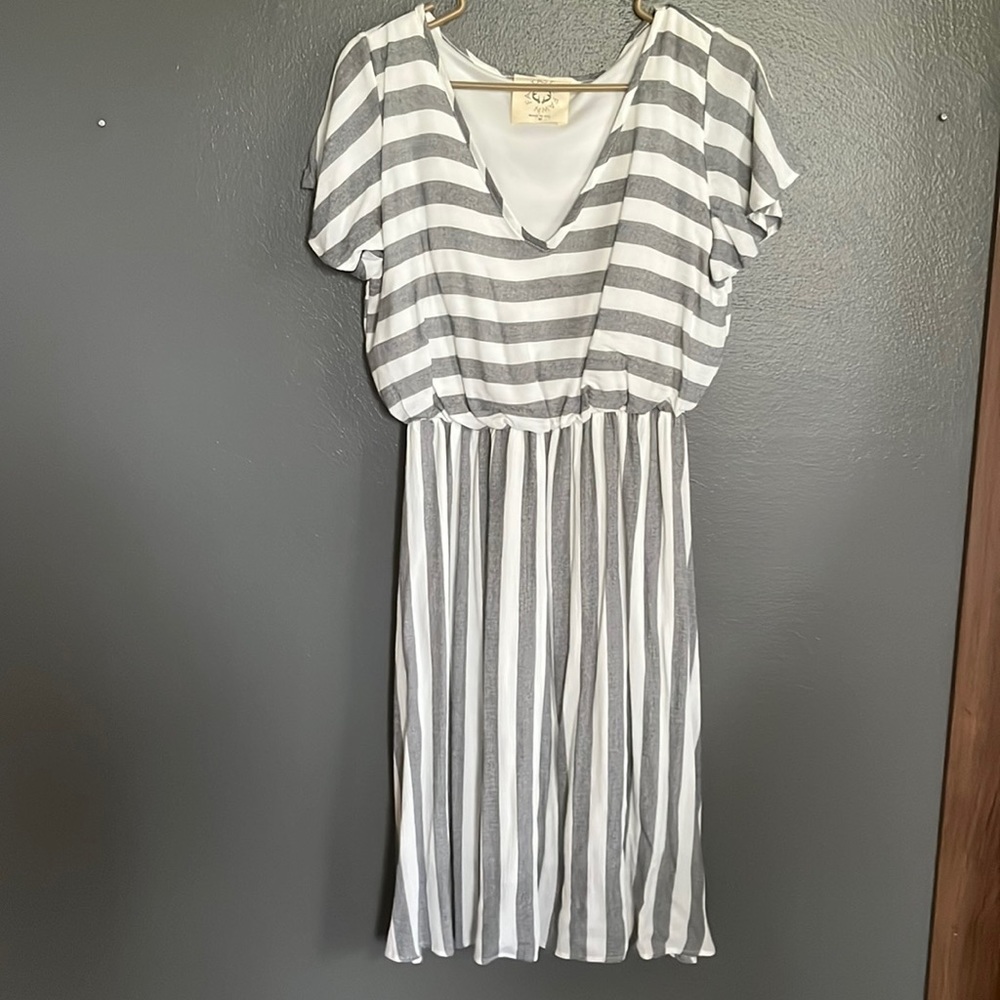 Grey and white stripped dress